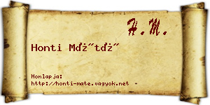Honti Máté névjegykártya